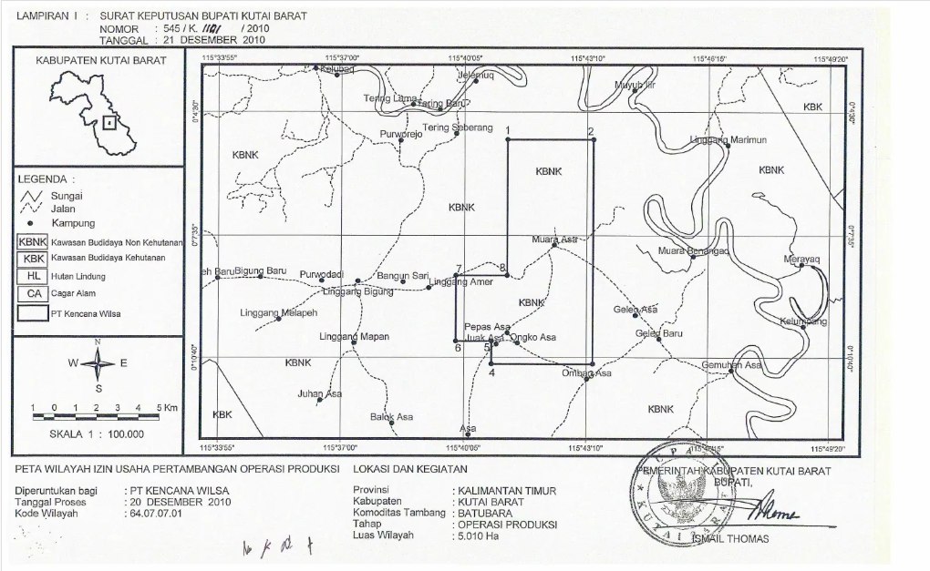 Gambar spasial IUP PT Kencana Wilsa. 