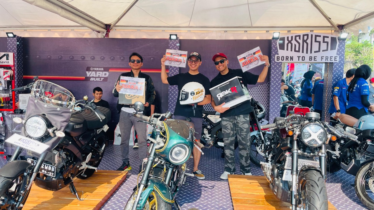 Tiga sepeda motor custom XSR 155 yang mendapatkan penilaian terbaik dipajang di booth Yamaha saat gelaran Parjo. FOTO; ISTIMEWA. 