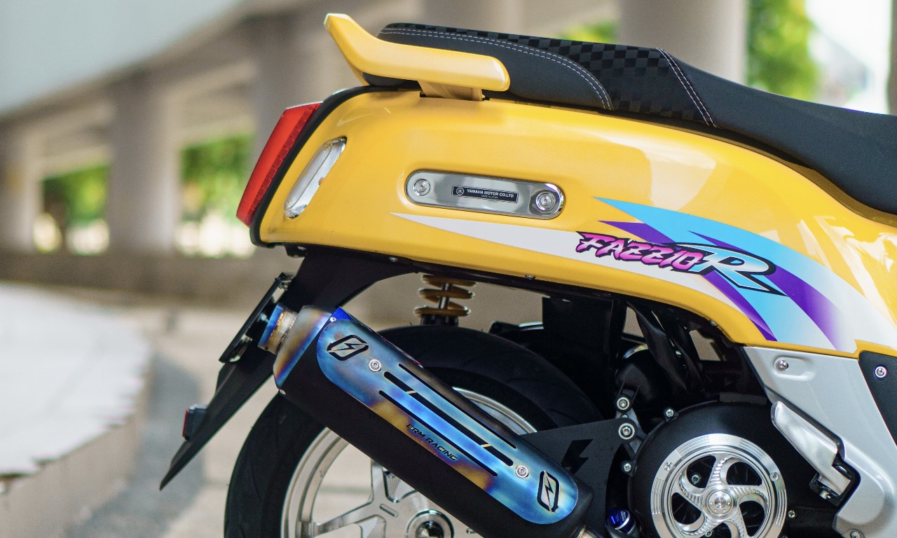 Performa dan tampilan Fazzionone semakin menarik dengan knalpot racing full system. FOTO; ISTIMEWA.