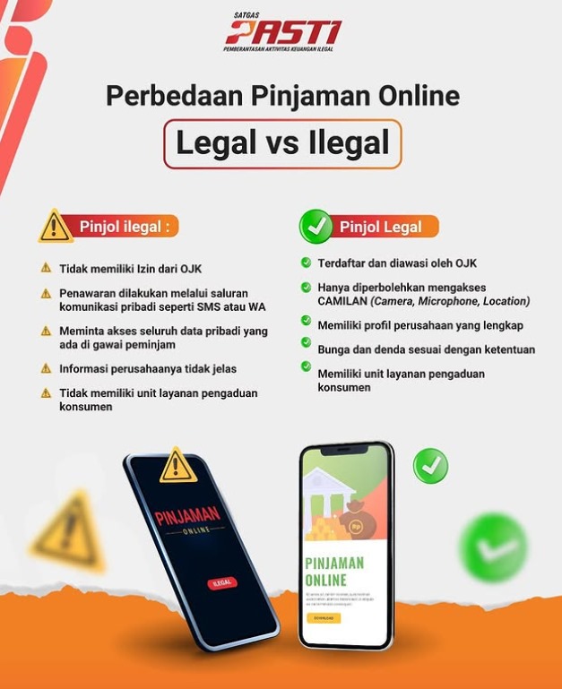 Edukasi Satgas Pasti di sosial media membedakan pinjol. SUMBER: IG SATGAS PASTI