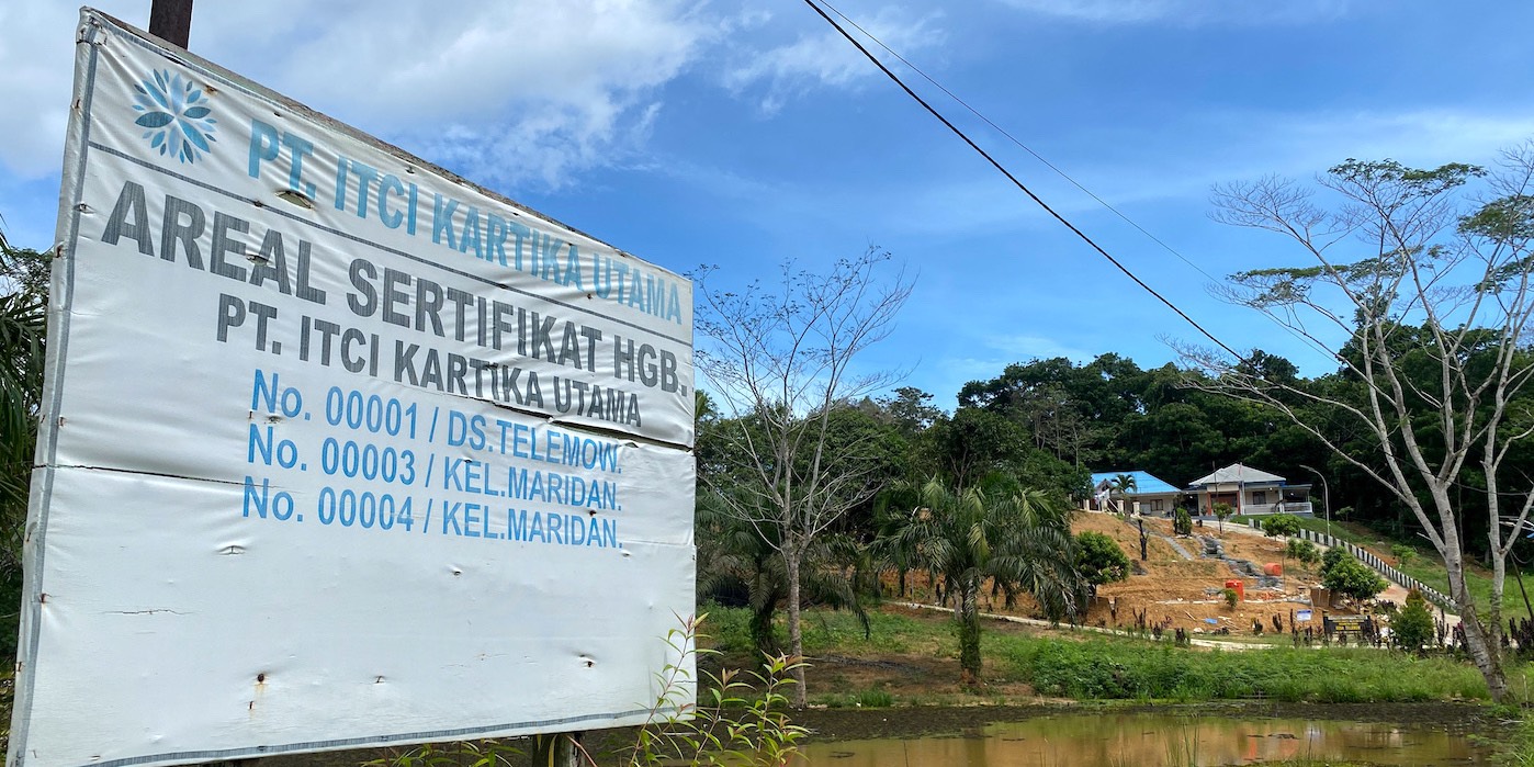 Pelang HGB yang dipasang PT ITCI-KU tak jauh dari Kantor Desa Telemow, Sepaku, PPU. FOTO: MS ARDAN-KALTIMKECE.ID